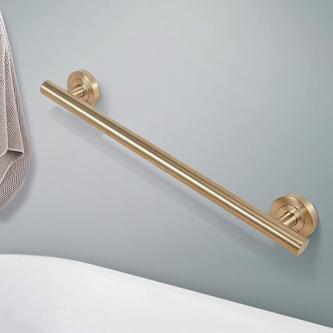Lava Odoro Shower Grab Bar, Modern Stainless Steel Handicap Grab Bar for Bathtubs and Showers, Shower Safety Bar for Seniors Disabled, ADA-Compliant (Champagne Gold, 12 Inch)