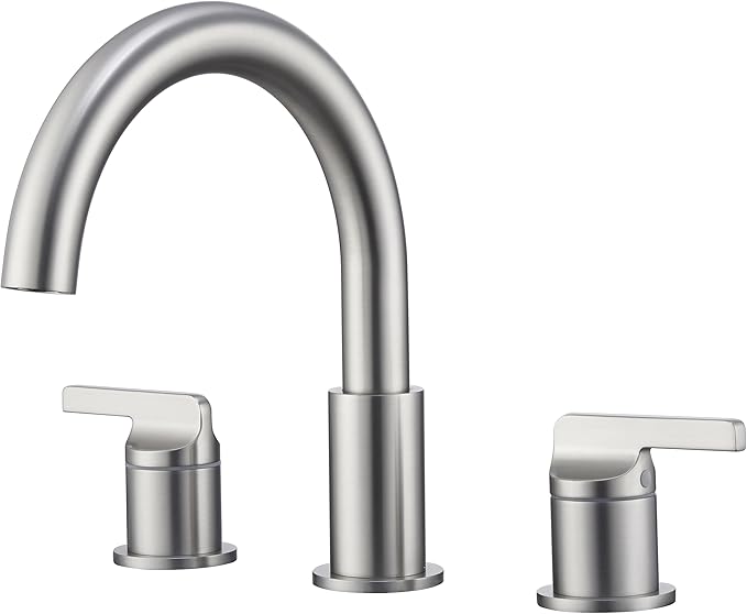 SITGES Brushed Nickel High-Arc Bathtub Faucet,Solid Brass,2-Handle Deck Mount Tub Faucet,3-Hole Roman Bath Tub Faucet Set with Valve