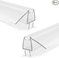 Shower Door Bottom Seal, 2-Pack PVC Strips with Sweep 39" Long, for 5/16"(8mm) Thick Framless Glass Door, to Stop Water Leakage