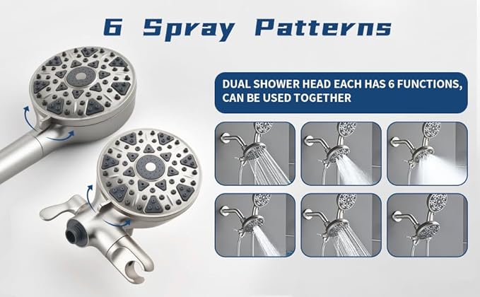 2 Handle Shower Faucet Set with Tub Spout Bathtub Shower Faucet Combo Set Shower System Complete Tub and Shower Trim Kit Brushed Nickel Wall Mounted Two Handles Shower Fixtures