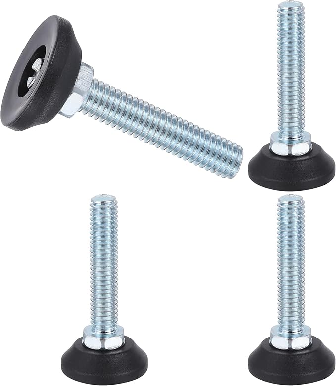 uxcell 3/8"-16 Thread Furniture Feet Levelers, 4Pcs 38mm l Adjustable Furniture Feet Screw in Threaded Leveling Leg Screw on Chair Foot Glides Leveling for Table Chair Cabinet Black