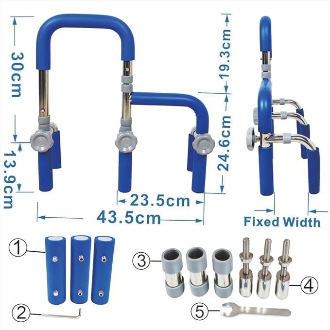 304 Stainless Steel Grab Bars for Bathtubs and Showers, Adjustable Bathtub Safety Rail for Seniors,Sturdy and Durable Tub Grab Bar, Assistance Bathtub Handle Clamp for Elderly Bath Support(123 Rail)