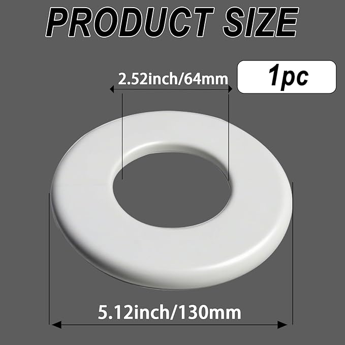 1 Pack Wall Split Flange for 2.52 Inch/64mm OD Pipe ABS Escutcheon Plate Self-Adhesive Round Plumbing Cover Plates for Water Pipe Faucet Decoration, White