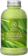 Bath Salts w/Natural Essential Lemongrass Oil 21.16 oz - Sea Salt Bath for Good Sleep - Bathing - Body Care - Wellness - Beauty - Relaxation - Aromatherapy - Spa - Bath Supplement