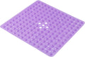 Anti-Slip Bathtub Shower mat, 20.8×20.8（Approximately 53×53cm） inch Soft Oversized Machine Washable Non-Slip Bathtub mat with Drainage Holes, Bathroom Floor Suction Cup.（1- Clear Purple）