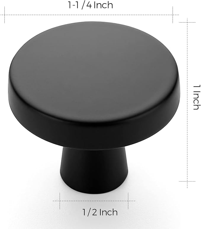 Ravinte 30 Pack Drawer Pulls 1-1/4 Inch Kitchen Cabinet Knobs Solid Round Dresser Drawer Knobs Matte Black Dresser Knobs Drawer Knobs Simple Cabinet Hardware for Cupboard Drawer Pulls