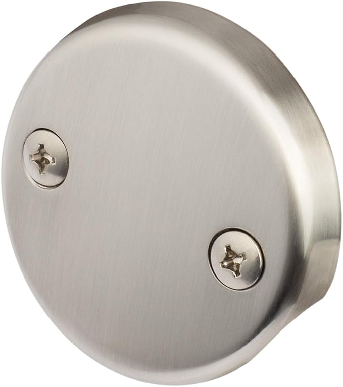 Artiwell Lift & Turn Tub Trim Set with Two-Hole Overflow Faceplate, All Brass Bathtub Conversion Kit Assembly with 2-Hole Overflow Face Plate and Universal Fine/Coarse Thread (Brushed Nickel)