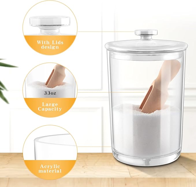 1000ML/33OZ Acrylic Bath Salt jar With Scoop Bath Salt Containers with Lids and Scoop Bath Salt Big Jar for Salt Candy Tea