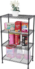 4 Tier Storage Racks Shelving, Heavy Steel Pantry Shelves, Adjustable Wire Shelving Rack, Suitable for Garage, Kitchen, Bathroom, Office, 20" W x 12" D x 32" H, Black