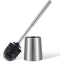 Stainless Steel Toilet Brush and Holder Toilet Brush Bowl Cleaning Brush Double Layer Holder Long Brush Handle High Density Silicone Head