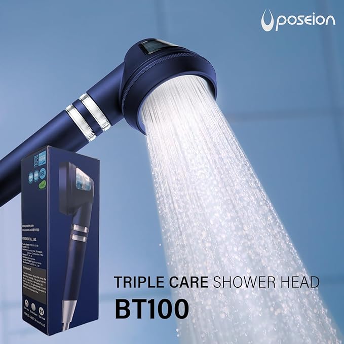 POSEION BT100 DB Filtered Shower Head – Handheld, High Pressure, Magnetized Sediment Filter, Ultrafine Water Stream, Spa-Like Comfort, Durable Build, Made in Korea