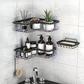 Shower Caddy Corner Shelf with Soap Holder, No Drill Adhesive Wall Mounted with Hooks - Rustproof Stainless Steel Rack by ARK.