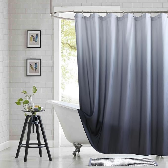 Grey Shower Curtain, Gray Ombre Microfiber Fabric Shower Curtains for Bathroom, Modern Waterproof Bathroom Curtains, 72" W x 72" H
