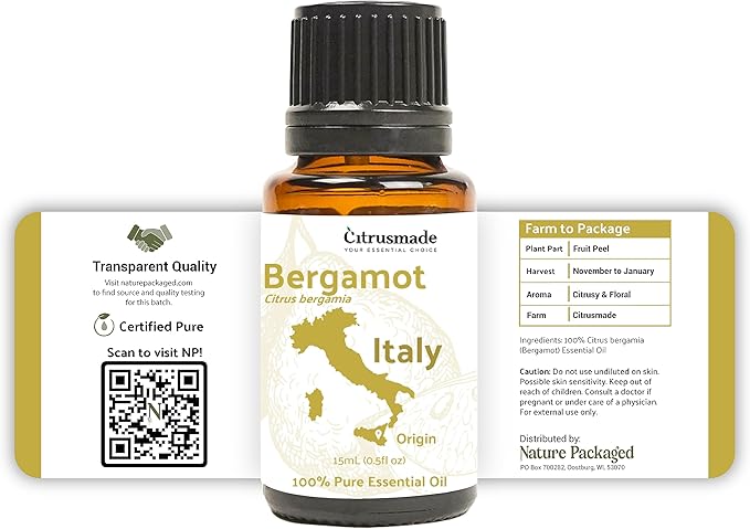 Bergamot Essential Oil - Direct from Citrusmade in Sicily- Pure Essential Oil for Diffusers and Aromatherapy | 100% Pure Therapeutic Grade (8oz)