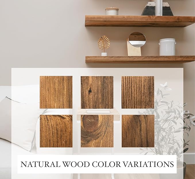 Urbandi Modern Floating Shelves 3 Inches Thick for Wall, Wide Shelves for Kitchen, Living Room, Bedroom, and Bathroom, Natural Pine Wood, Rustic Wooden Shelf, (Set of 2) (Provincial, 24Lx3Hx8D)