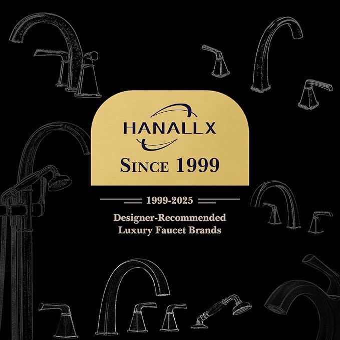Free Standing Tub Faucet, Hanallx Luxury Brushed Nickel Freestanding Bathtub Faucet with Sprayer, Premium Brass High Flow Rate Floor Mount Tub Filler Swivel Spout, Roman Tub Faucet Set（HM88011-BN）
