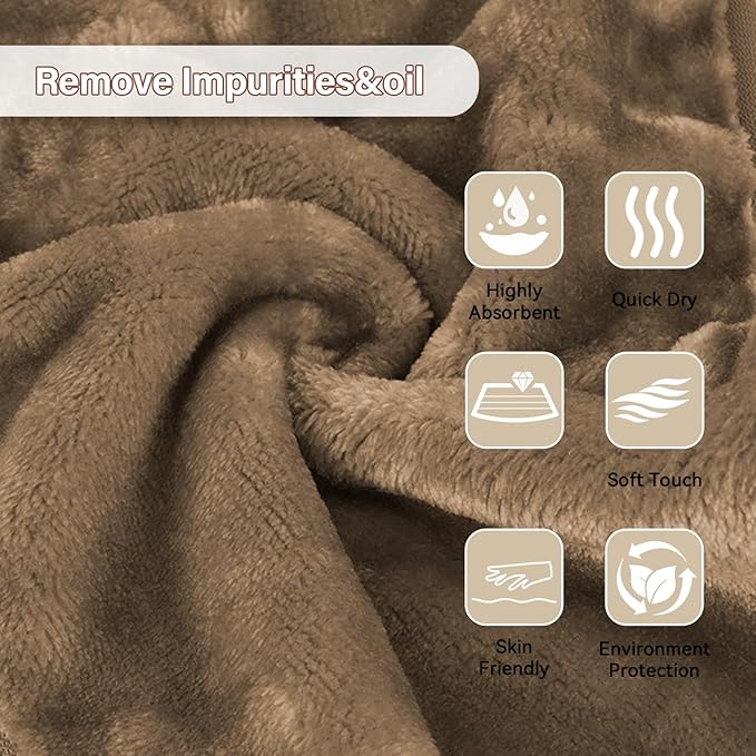 Nugilla Makeup Remover Cloths, 8 Packs Makeup Remover Towels Reusable Face Wash Cloth, Soft Makeup Removal Microfiber Face Cloth for Women(Brown)