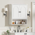 Medicine Cabinet for Bathroom,2 Doors White Bathroom Wall Cabinet with Arched,Over Toilet Storage Cabinet for Laundry Room/Kitchen/Living Room,Surface Mount Medicine Cabinets 23x24