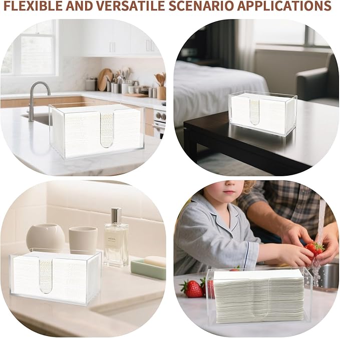 Acrylic Paper Towel Holder Countertop, 5mm Thick Clear C-Fold Z-Fold Trifold Napkin Dispenser, Bathroom & Kitchen Organizer for Multifold Towels (1)