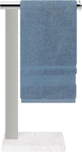 Stainless Steel L-Shaped Hand Towel Holder, SUS304 Bathroom Towel Rack with Thickened Base for Countertop Vanity (Chrome, Square Base)