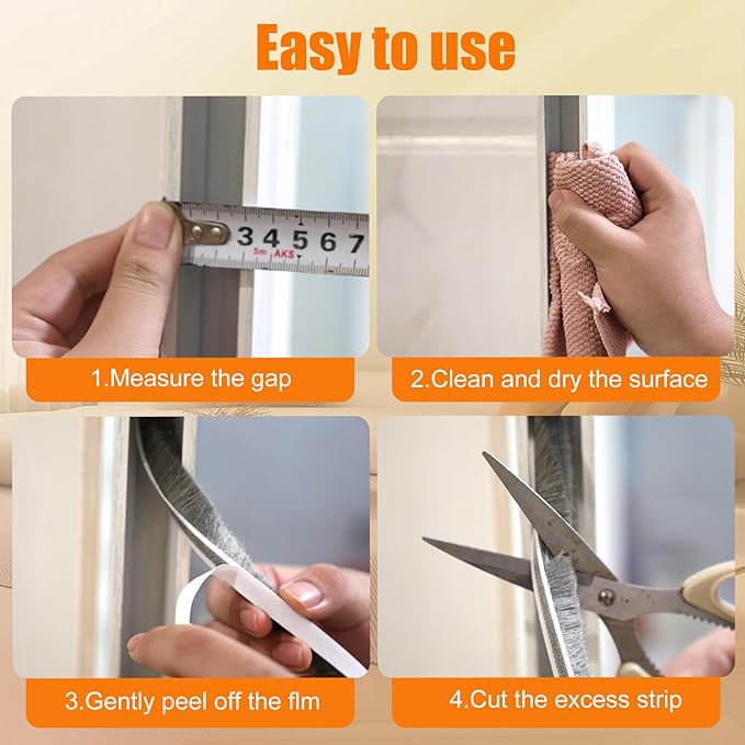 40FT Self-Adhesive Weather Stripping Seal for Door Frames and Sliding Windows, Weatherstripping for Soundproofing, Dustproof, Window Insulation for Winter, 0.35'' Wide x 0.35'' Thick, White