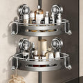 VOLPONE Corner Shower Caddy Suction Cup Shower Shelf Corner No Drilling Bathroom Shower Organizer Storage Rack Adhesive (2-Pack, Gray)