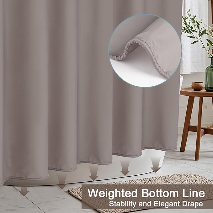 AooHome Stall Size 36x72 Inch Shower Curtain Liner, Half Size Solid Shower Curtain with Hooks, Weighted Hem, Waterproof, Chocolate