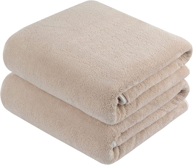 KinHwa Microfiber Bath Towel Large Bathroom Towel Absorbent Shower Towels Soft Bath Towels Large Size for Women Men Ideal for Spa, Swimming, Pool Beige 2 Pack 30inch x 60inch