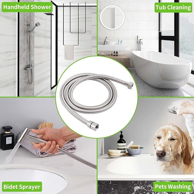 Brushed Nickel Shower Hose 59", Angle Simple Stainless Steel Replacement Head Hose, Flexible Hand Held Sprayer, 1/2" IPS