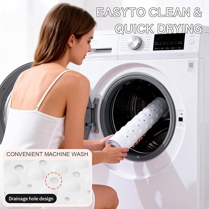 Anti-Slip Bathtub Shower mat, 39.3×15.7 inch（Approximately 100 × 40cm） Soft Oversized Machine Washable Non-Slip Bathtub mat with Drainage Holes, Bathroom Floor Suction Cup.（1-Opaque White）