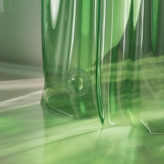 AmazerBath Long Shower Curtain Liner, 100% EVA Soft Clear Green Heavy Duty 78 inch Shower Curtain and Liner 2-in-1, 72x78 Plastic Bathroom Shower Curtain, 12 Rustproof Grommets & 3 Weighted Stones