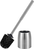 Toilet Brush and Holder Set Stain Nickle Stainless Steel 12In Handle BristlesToilet Bowl Brush Cepillo para Baños Bathroom Brushes Cleaning Brush with Case Anti-Rust Brushed Silver