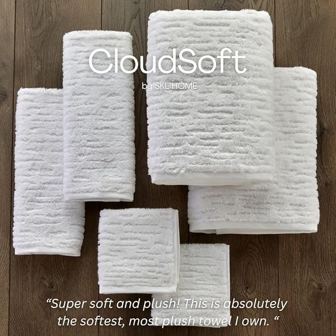 SKL Home CloudSoft Cotton Luxury 4-Piece Washcloth Set, White