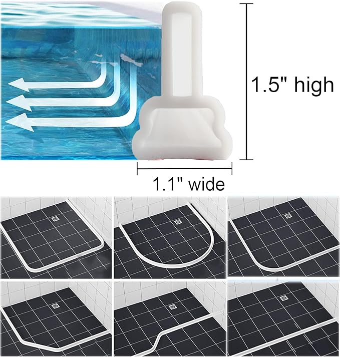 78Inch Collapsible Threshold Water Dam 1.5" high Walkin Shower Guard To Keep Water In Shower Stall Water Barrier Silicone For Dry And Wet Bathroom Kitchen Wheelchair Accessible