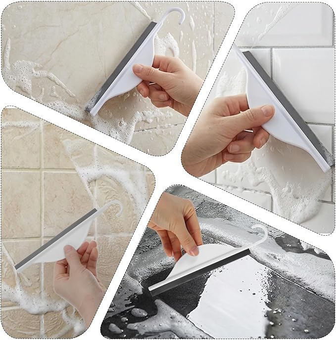 Tiny Bathroom Mirror Shower Squeegee with Hanging Hook, Silicone Kitchen Countertop Small Squeegee, Handy Water Blade Mini Squeegees, Wiper Scraper Cleaner Tool for Cleaning Window Glass Sink Counter