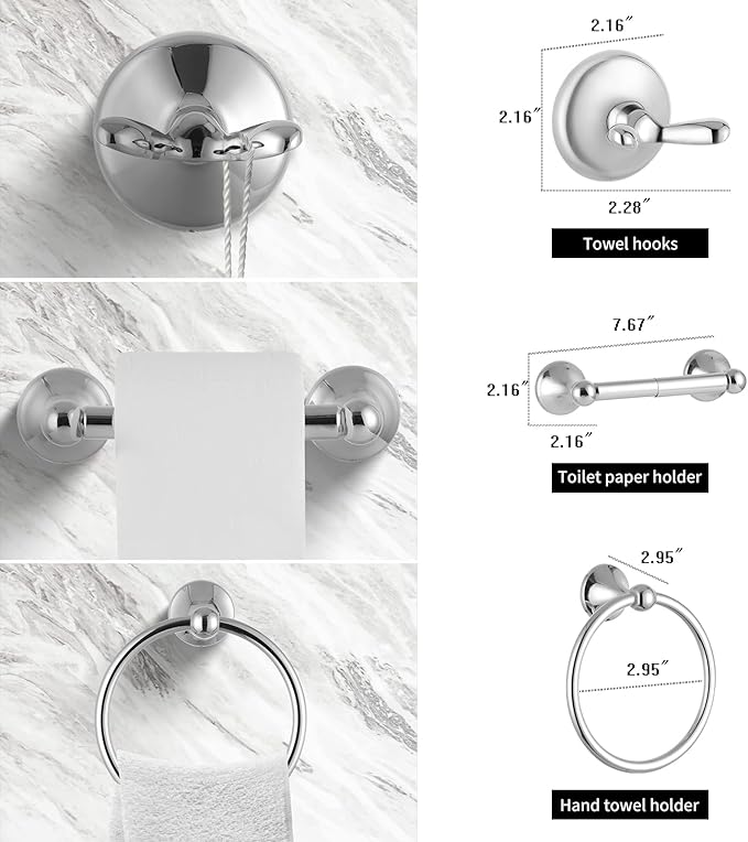 Chrome 5 Piece Bathroom Accessories Set Towel Rack Set Adjustable Expandable Bathroom Hardware kit Towel Bar for Bath Wall Mounted