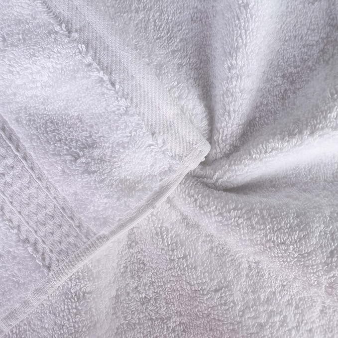 Superior Egyptian Cotton Pile 8 Piece Towel Set, Includes 2 Bath, 2 Hand, 4 Face Towels/Washcloths, Ultra Soft Luxury Towels, Thick Plush Essentials, Guest Bath, Spa, Hotel Bathroom, White