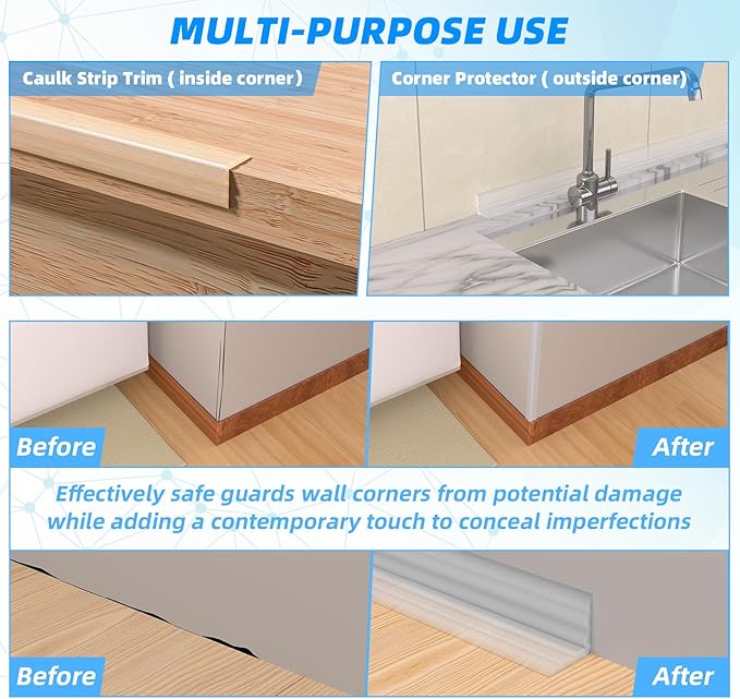 20FT Flexible Wall Corner Protector Moulding Trim, Peel and Stick Inside & Outside Wall Corner Guards Edge Protector,Self Adhesive Molding Trim Strip for Edge Ceiling
