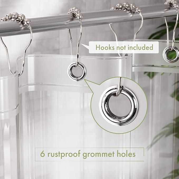 AmazerBath Small Shower Curtain Liner, 36x72 Stall Plastic Clear Shower Curtain Liner, PEVA Cute Narrow Shower Liner, Stand Up Shower Curtain Liners with 2 Magnets and 6 Rustproof Grommet Holes
