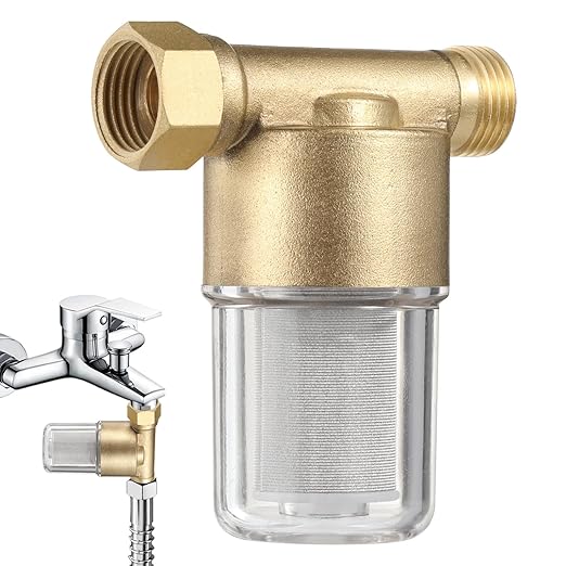 yeesport Garden Hose Sediment Filter, Inline Water Filter Washing, Machine Water Filter for Electric Water Heater, Shower, Garden Hose, Anti Clogging, 3.7 x 3.3 x 2.0 in