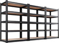 Set of 3 Garage Shelving 5-Tier Heavy Duty Storage Shelves, Adjustable Metal Shelving Unit, Utility Garage Organizer Shelf for Basement, Pantry, Kitchen, Warehouse,15.7" D x 35.4" W x 71.2" H