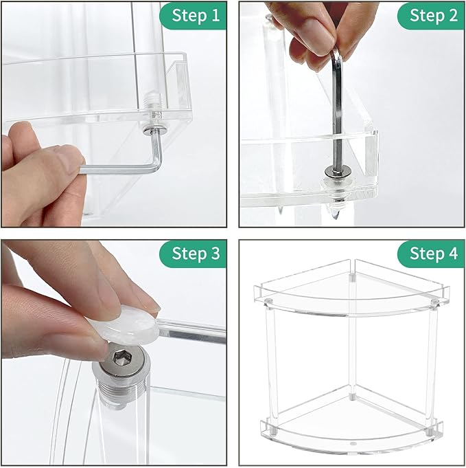 NPPLUS 2 Tier Acrylic Bathroom Counter Organizer, Clear Bathroom Countertop Corner Organizer, 2-Tier Corner Storage Shelf Vanity Trays, Home Storage Holder for Makeup Cosmetics Perfume Organizer