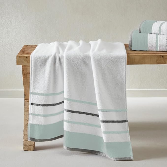 Great Bay Home Decorative Bath Towel Set - Luxury Cotton 4 Pack 54x27 Bath Towel Set - Luxurious, Ultra-Soft, Durable Towels for Bathroom Decor (Eucalyptus/Grey)