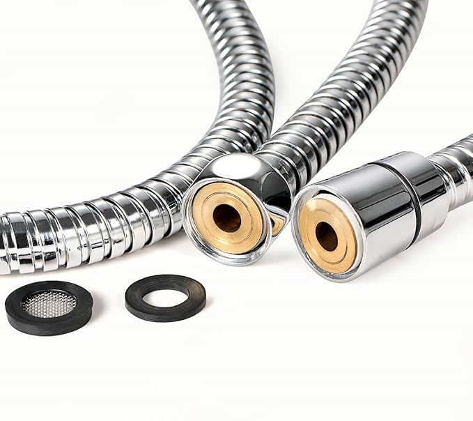 Purelux 100 Inch Extra Long Shower Hose for Handheld Shower Head with Brass Fittings, 8 feet 4 inches made of Stainless Steel Chrome Finish