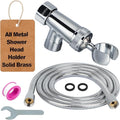 YUHX All Metal Shower Head Holder and Hose Stainless Steel Extra Long 6 ft,Adjustable Handheld Shower Arm Bracket,Premium Chrome