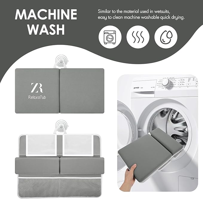 Bath Kneeler and Elbow Rest Pad Set - 2 inch Comfortable Thick Baby Bath Kneeler Pads, with Toy Organizer Pockets - Quick Drying, Foldable, Non-Slip for Baby and Toddler Bathing (Grey)