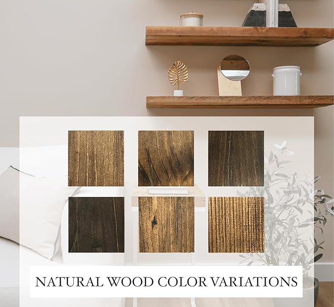 Urbandi Modern Floating Shelves 3 Inches Thick for Wall, Wide Shelves for Kitchen, Living Room, Bedroom, and Bathroom, Natural Pine Wood, Rustic Wooden Shelf, (Set of 2) (Jacobean, 24Lx3Hx6D)