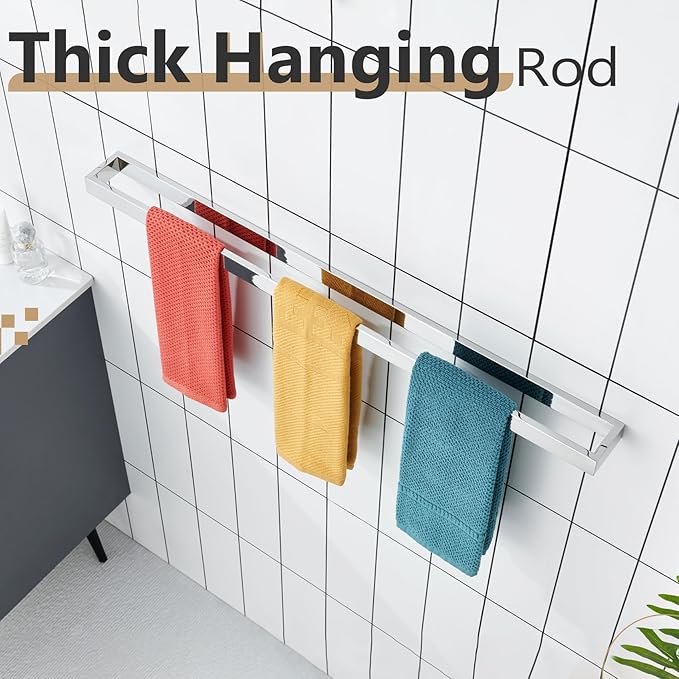 KOKOSIRI Towel Holder Chrome Bath Towel Bar Rack 32-Inch Kitchen Holder Polished Stainless Steel for Bathroom Hardware Wall Mounted, 1 Pack B4008CH-L32