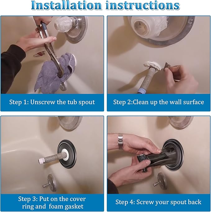 Enhon Metal Tub Spout Cover Ring, Bathroom Faucet Remodeling Wall Plate with Foam Gasket, 1-1/2 Inch ID and 3-5/8 Inch OD (Oil Rubbed Bronze)