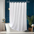 AooHome White Fabric Shower Curtain Liner, Bathroom Curtain with Hooks for Hotel, Waterproof, Weighted Hem, 72 Width x 75 Height Inch